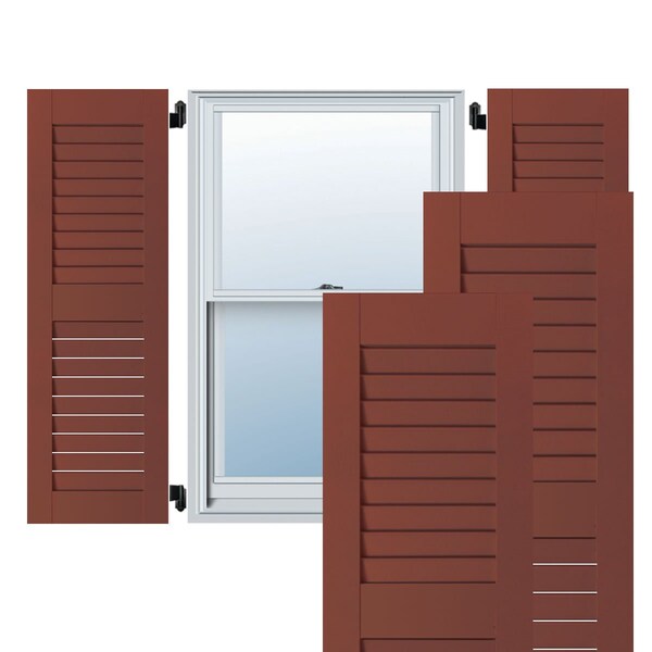 Ekena Millwork 12"W x 43"H Exterior Real Wood Sapele Mahogany Open Louvered Shutters, Country Redwood PR RWL12X043RWM - main